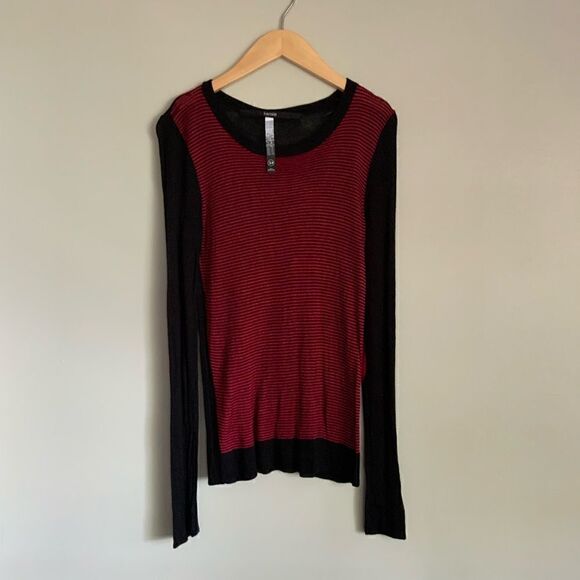 Kenzie Black and Red striped Lite Weight Sweater - Picture 10 of 15